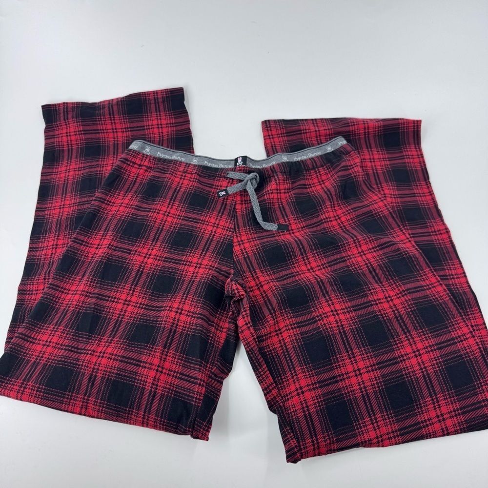 Psycho Bunny Red and Black Plaid Lounge Pants